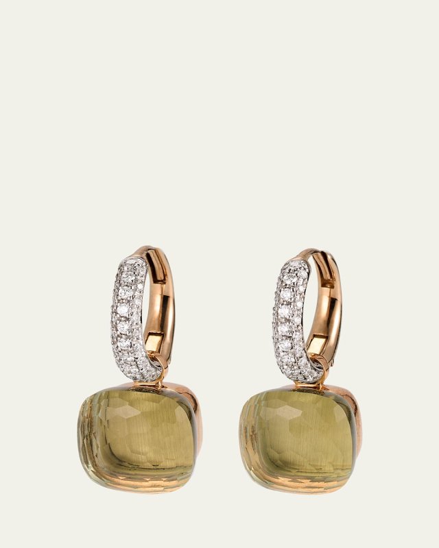 Nudo Prasiolite Drop Earrings with Diamonds